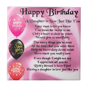 Daughter in Law Poem -  Happy Birthday Ceramic Tile