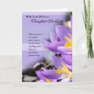 Daughter In Law purple crocus Birthday Card