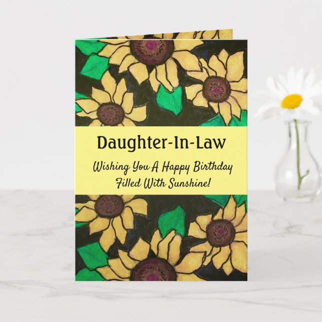 Daughter-In-Law Sunflowers Happy Birthday Card (Small Plant)