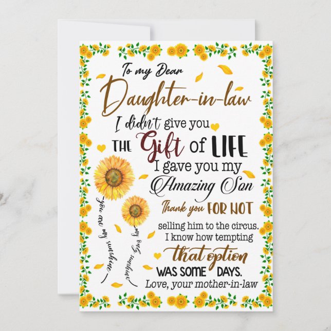 Daughter Lovers | To My Dear Daughter-In-Law Holiday Card (Front)