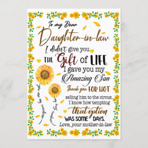Daughter Lovers   To My Dear Daughter-In-Law Invitation