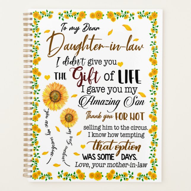 Daughter Lovers | To My Dear Daughter-In-Law Planner (Front)