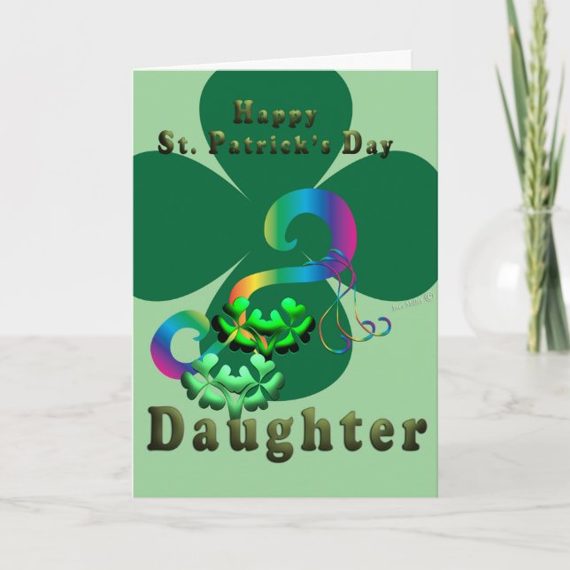 Daughter lucky clover Shamrock clover St. Patrick Thank You Card (Front)