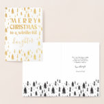 Daughter Merry Christmas Trees Gold Foil Card<br><div class="desc">Gold foil christmas card lettered with "Merry Christmas to a wonderful daughter" in festive typography and elegant script. The template is set up for you to edit the recipient, if you wish and you can also personalise the greeting inside. The design is decorated with a forest of simple sketched christmas...</div>