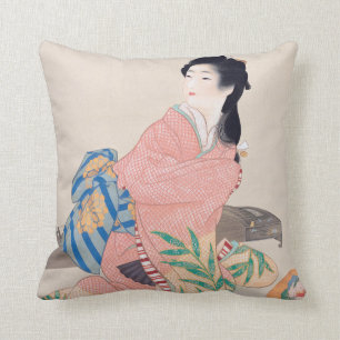 Daughter Miyuki (Elegant Japanese Lady, Asian Art) Cushion