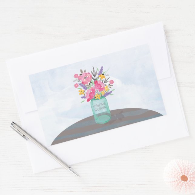 Daughter Mother's Day Mason Jar Vase Rectangular Sticker (Envelope)