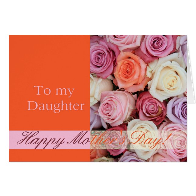 Daughter Mother's Day rose card (Front Horizontal)
