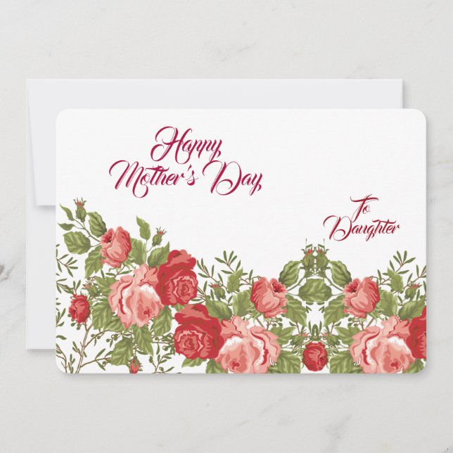 Daughter Mothers Day Rustic Roses Floral Greenery  Holiday Card (Front)
