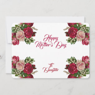 Daughter Mothers Day Rustic Roses Floral Greenery  Holiday Card