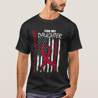 Daughter Multiple Myeloma Awareness American Flag  T-Shirt