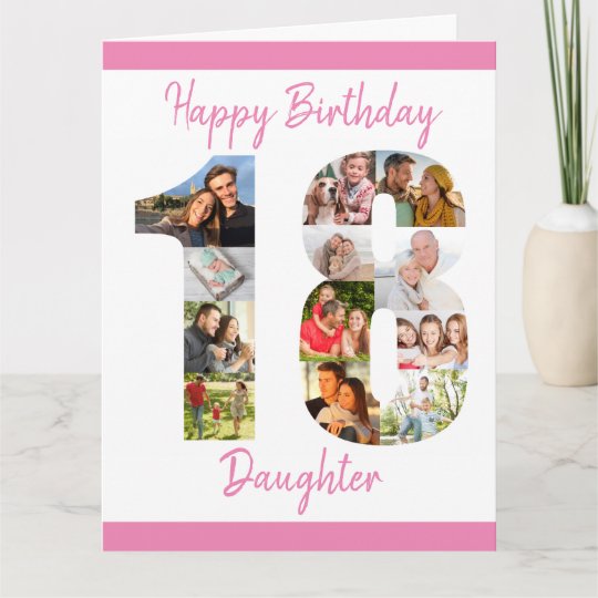 daughter number 18 photo collage big 18th birthday card