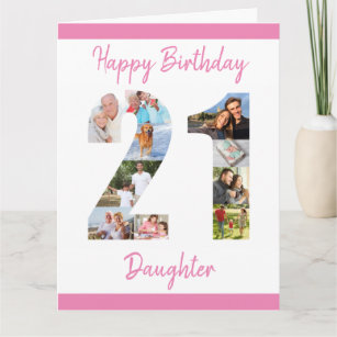 Daughter Number 21 Photo Collage Big 21st Birthday Card