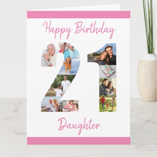 Daughter Number 21 Photo Collage Big 21st Birthday Card