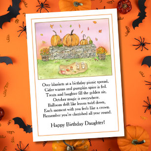 Daughter October Birthday with Pumpkin Picnic Card