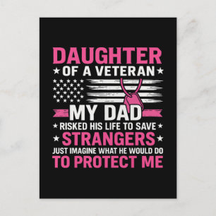 Daughter Of A Veteran Fathers Day Veteran Dad Holiday Postcard