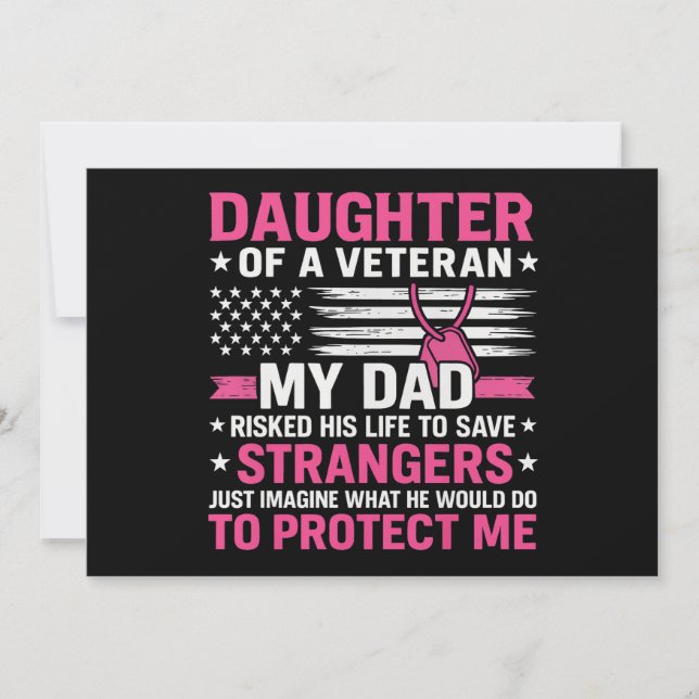Daughter Of A Veteran Fathers Day Veteran Dad Invitation (Front)