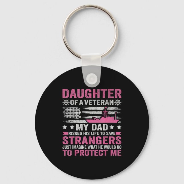 Daughter Of A Veteran Us Veteran Dad Daughter Vete Key Ring (Front)