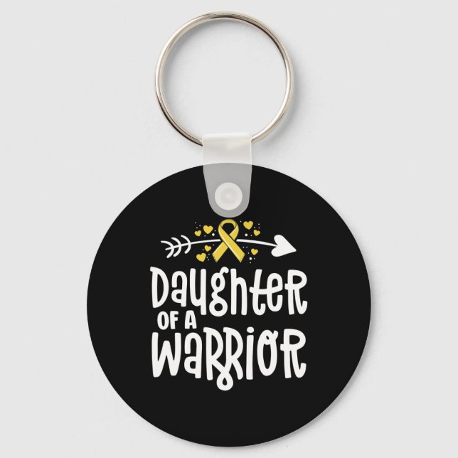 Daughter Of A Warrior Gift Family Childhood Cancer Key Ring (Front)