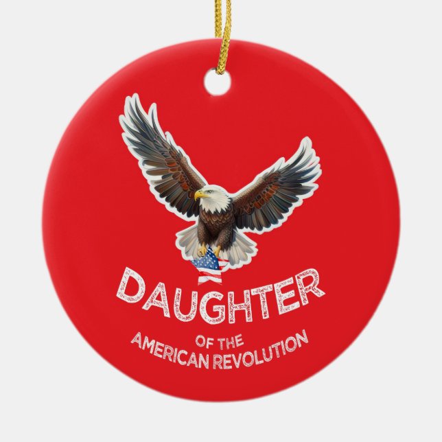 Daughter of the American Revolution DAR eagle star Ceramic Ornament (Front)