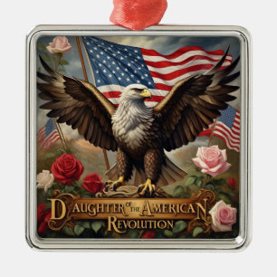 Daughter of the American Revolution DAR heart Metal Ornament
