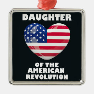 Daughter of the American Revolution DAR heart USA Metal Ornament