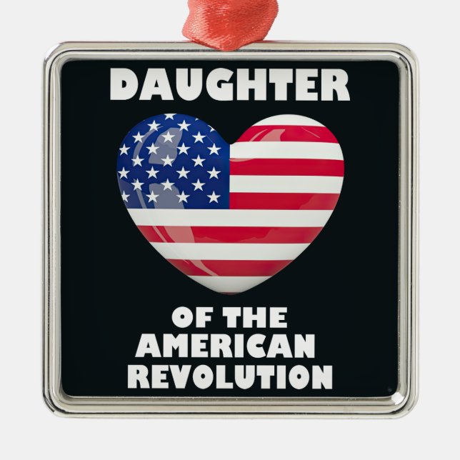 Daughter of the American Revolution DAR heart USA Metal Ornament (Front)