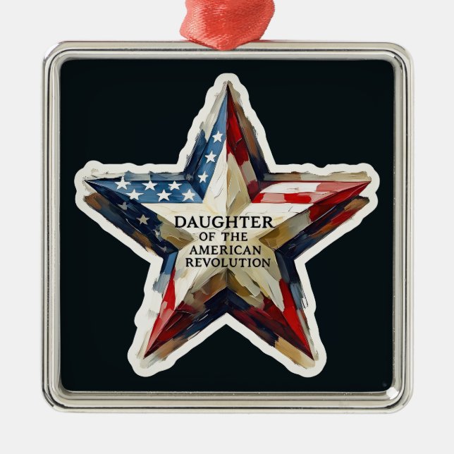 Daughter of the American Revolution DAR star USA Metal Ornament (Front)
