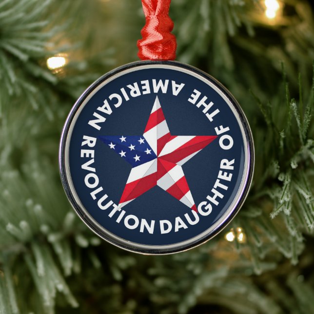 Daughter of the American Revolution DAR star USA Metal Ornament (Tree)