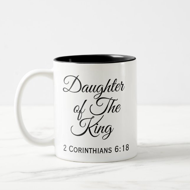 Daughter Of The King Christian Inspirational Two-Tone Coffee Mug (Left)
