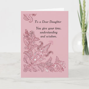 Daughter on Mothers Day Pink Paisley Card
