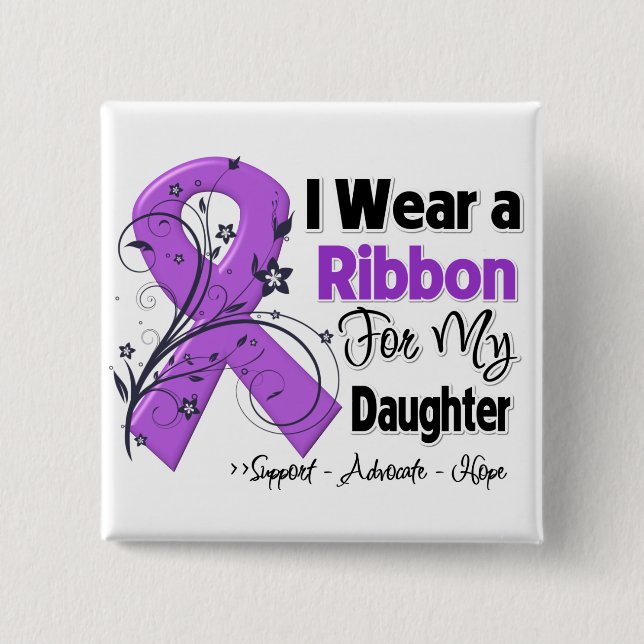 Daughter - Pancreatic Cancer Ribbon 15 Cm Square Badge (Front)