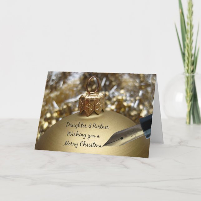 Daughter & Partner wishing you merry christmas pen Holiday Card (Front)