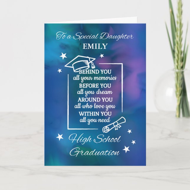 Daughter Personalise High School Graduation Quote Card (Front)