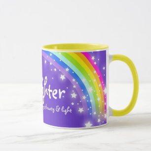 Daughter personalised rainbow purple pink mug