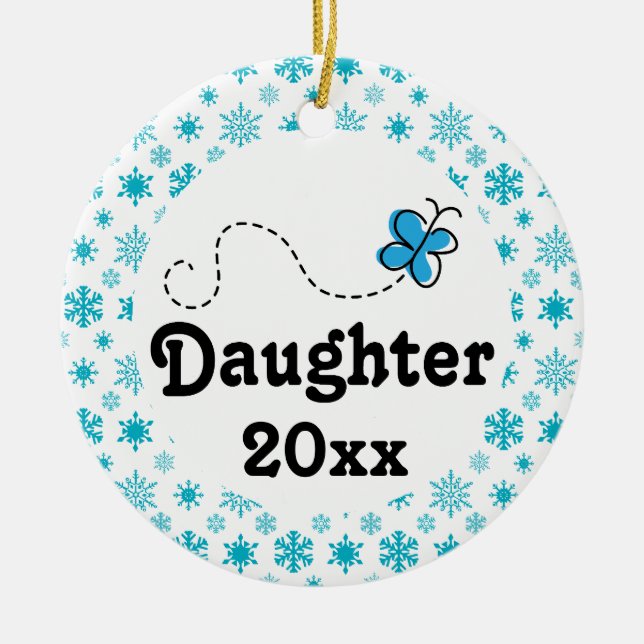 Daughter Personalised Snow Christmas Ornament (Front)