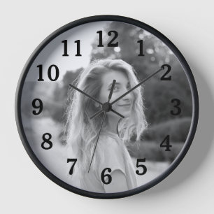 Daughter Photo for Mum with Classic Black Numbers Clock