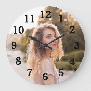 Daughter Photo for Mum with Classic Black Numbers Large Clock