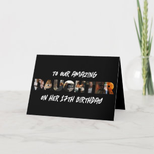 Daughter Photo Letters Black Unique Text Birthday Card