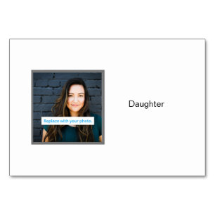 Daughter Photo on Personalised Family Flashcards Table Number