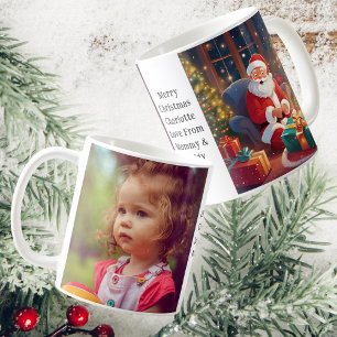Daughter Photo   Santa By The Fire   White Coffee Mug