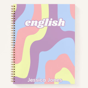Daughter Pink Purple Wavy Lines Subject Name Notebook