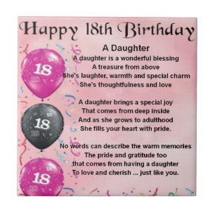 Daughter Poem - 18th Birthday Ceramic Tile