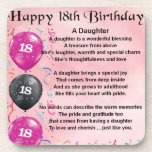 Daughter Poem - 18th Birthday Coaster<br><div class="desc">An ideal gift for a daughters 18th Birthday</div>