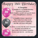 Daughter Poem - 18th Birthday Square Sticker<br><div class="desc">An ideal gift for a daughters 18th Birthday</div>