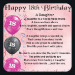 Daughter Poem - 18th Birthday Square Sticker<br><div class="desc">A great gift for a daughter on her 18th birthday</div>