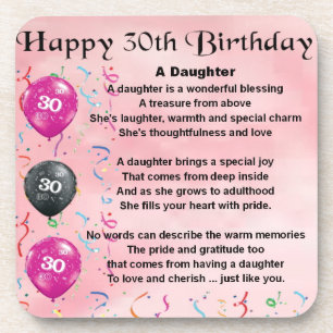 Daughter Poem 30th Birthday Coaster