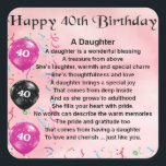 Daughter Poem  40th Birthday Square Sticker<br><div class="desc">A great gift for daughter on her 40th birthday</div>