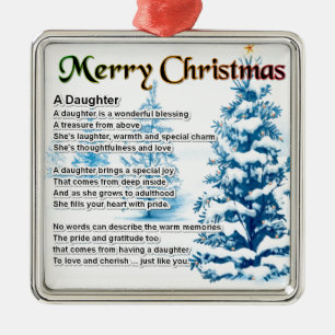 Daughter Poem - Christmas Design Metal Ornament