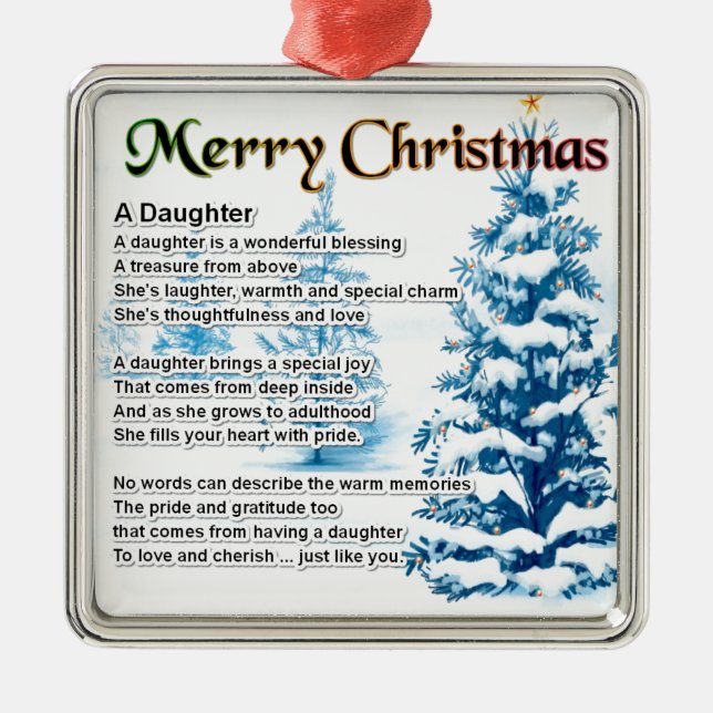 Daughter Poem - Christmas Design Metal Ornament (Front)