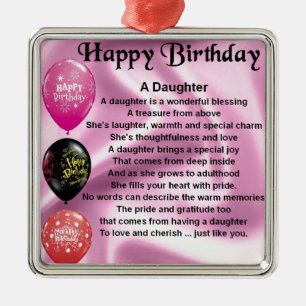 daughter poem  happy birthday metal ornament